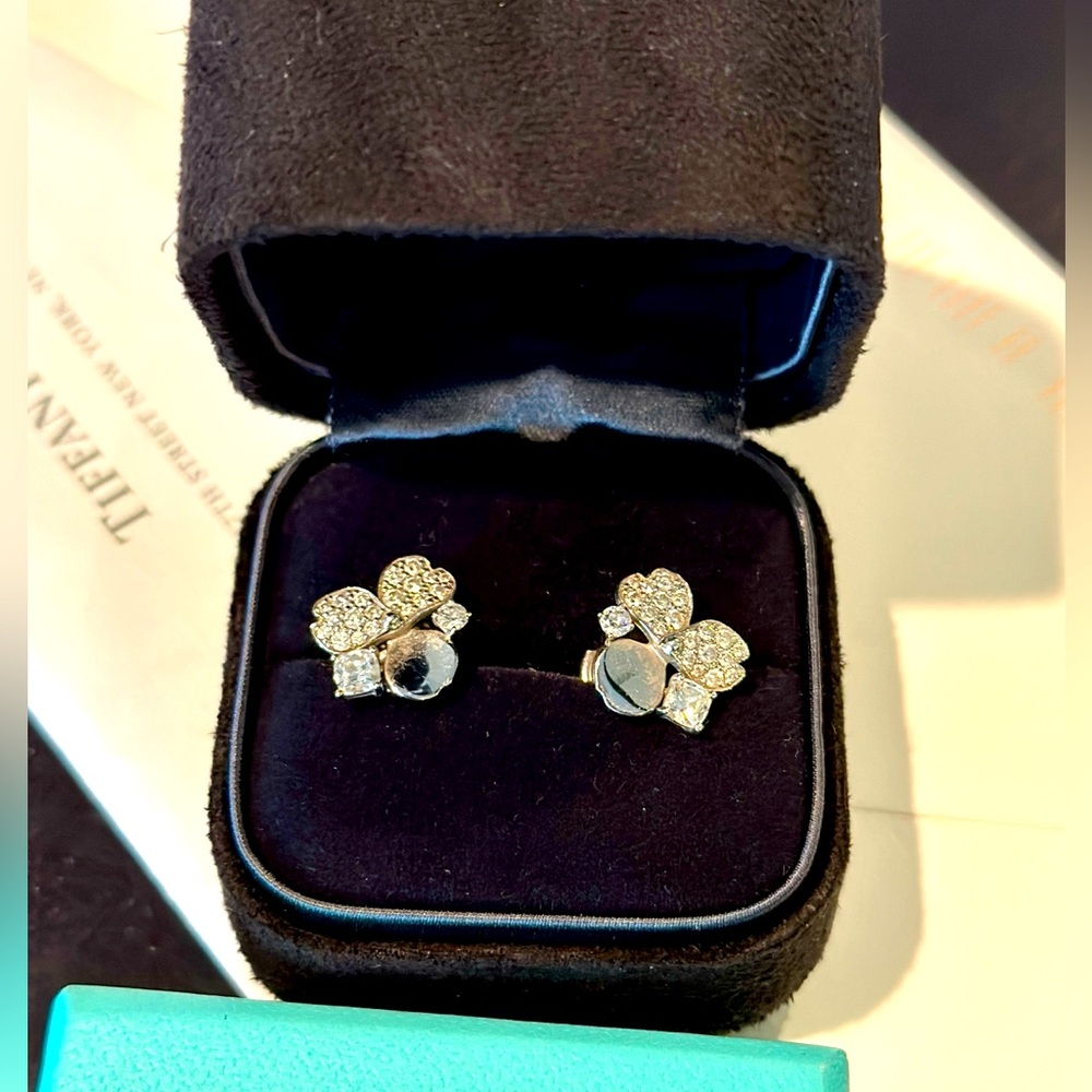 Tiffany & Company pave diamond & platinum Paper Flowers earrings